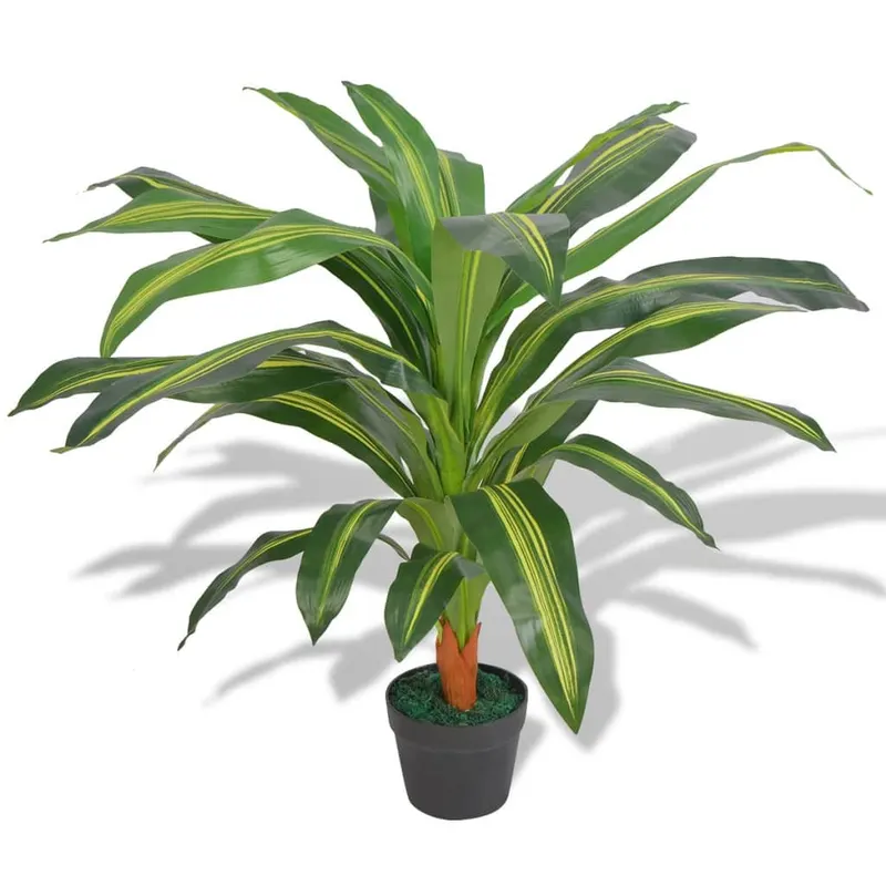 planta dracena artificiala cu ghiveci, 90 cm, verde