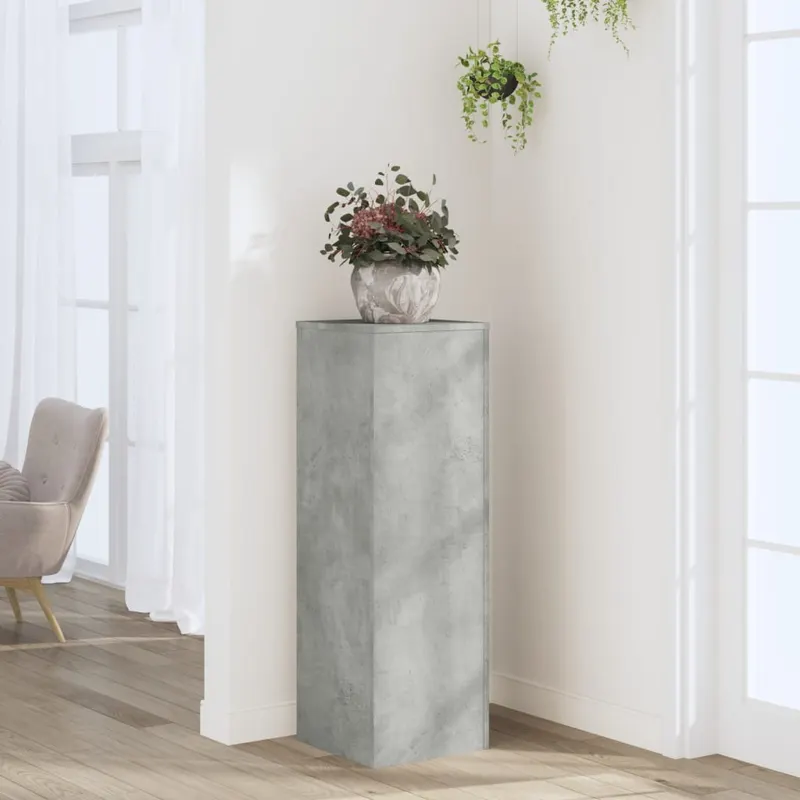 suport de plante, gri beton, 33x33x100 cm, lemn prelucrat