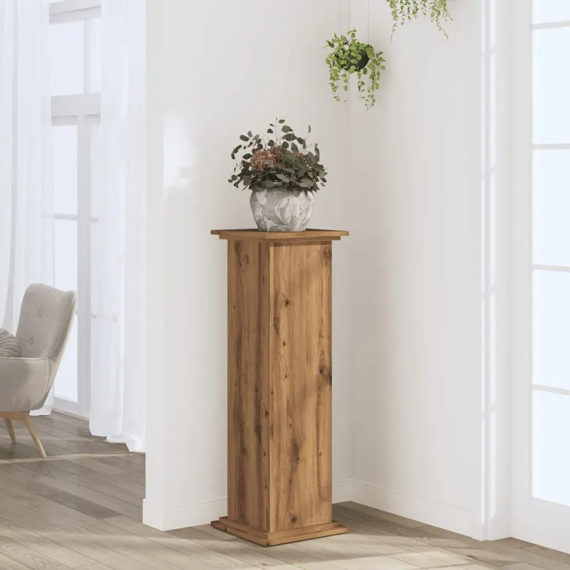 suport de plante stejar artizanal, 33x33x100 cm, lemn prelucrat
