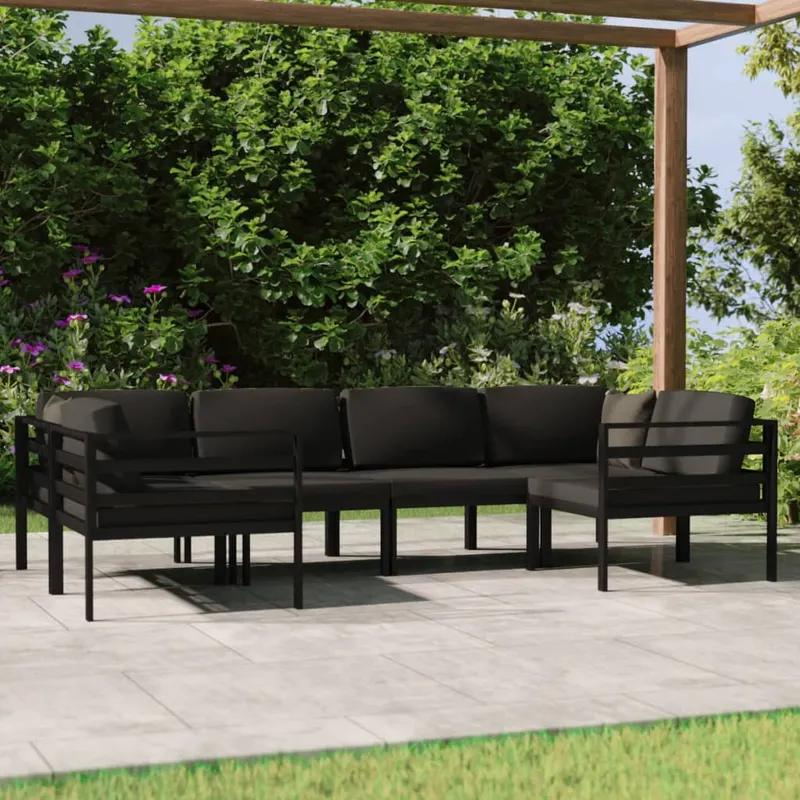 set mobilier de gradina cu perne, 6 piese, antracit, aluminiu