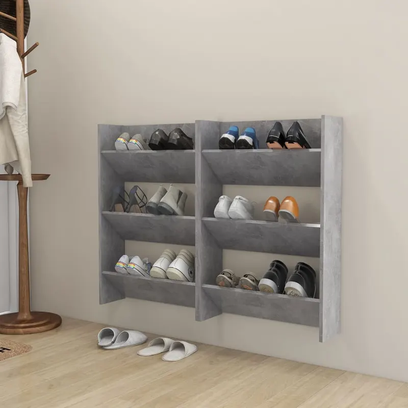 pantofare de perete, 2 buc., gri beton, 60x18x90 cm, pal