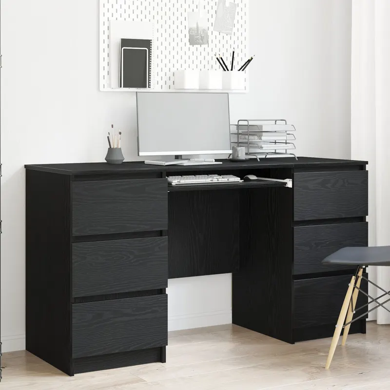 birouri 2 buc negru stejar 140x50x76 cm lemn prelucrat