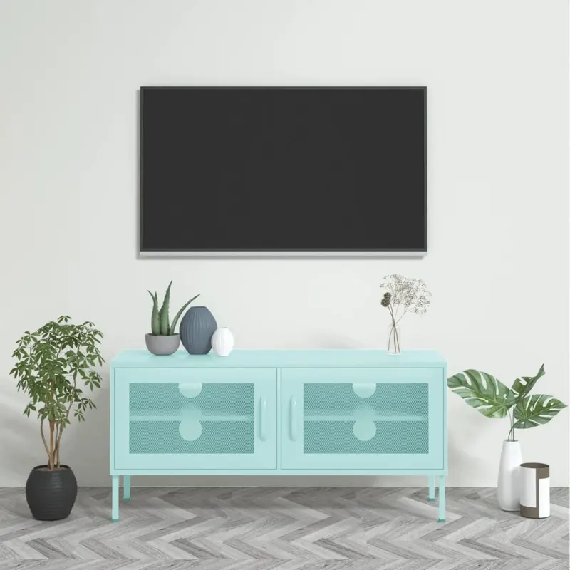 comoda tv, verde menta, 105x35x50 cm, otel