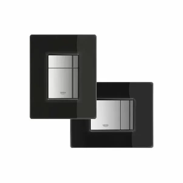 Clapeta actionare Grohe 38845KS0, Skate, dubla, 156 x 197 mm, reversibila, sticla, negru crom