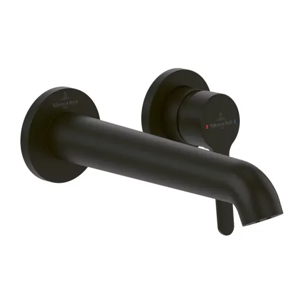 Baterie lavoar incastrata VilleroyBoch Skyla negru mat pipa 20 cm fara corp ingropat