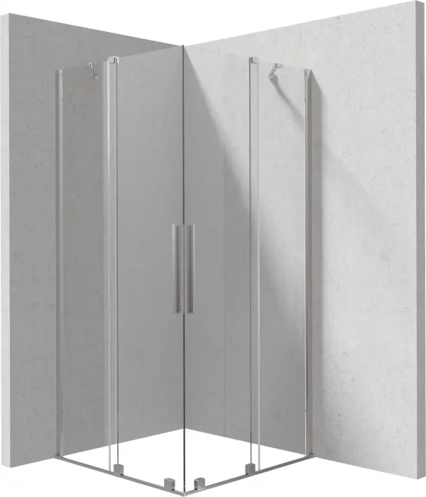 Cabina de dus patrata, cu usi batante, 90x90 cm, profil otel slefuit, Deante Prizma