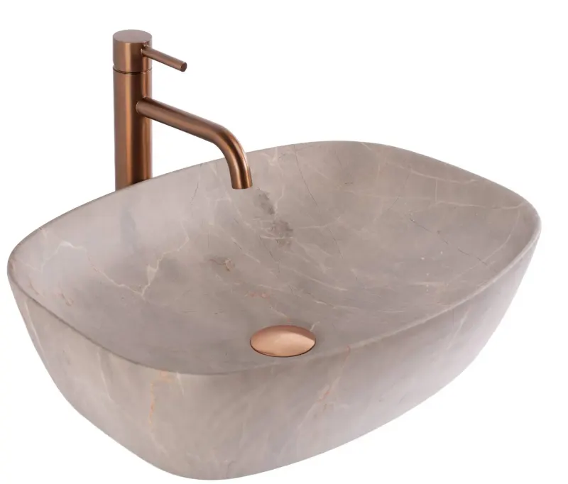 Lavoar oval Rea Freja, finisaj mat imitatie piatra, 51 x 39,5 cm