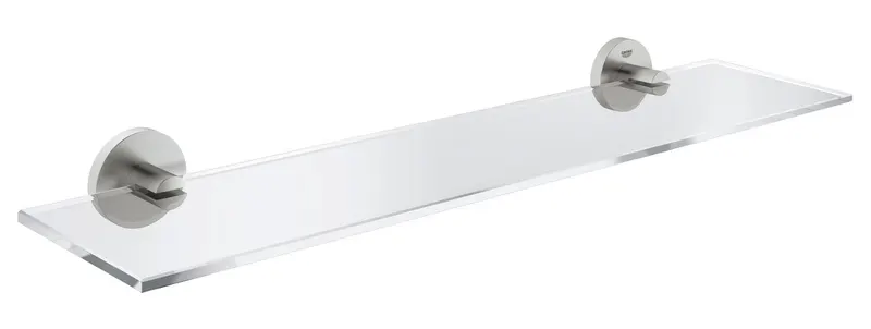 Raft lavoar Grohe 40799DC1, Essentials, pe perete, 530 x 110 mm, sticla metal, mat, otel satinat