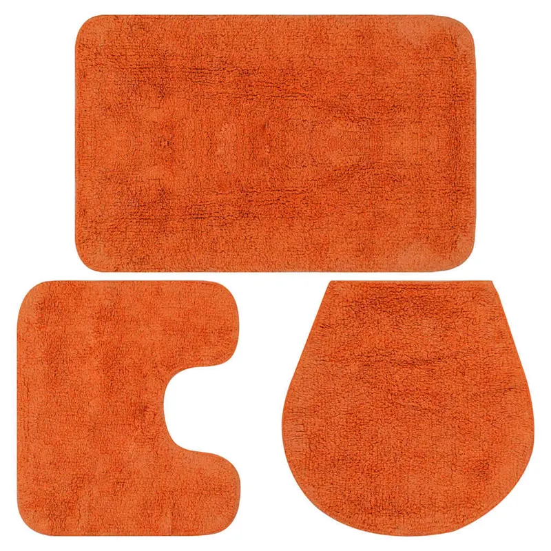 set covorase de baie, 3 piese, portocaliu, textil