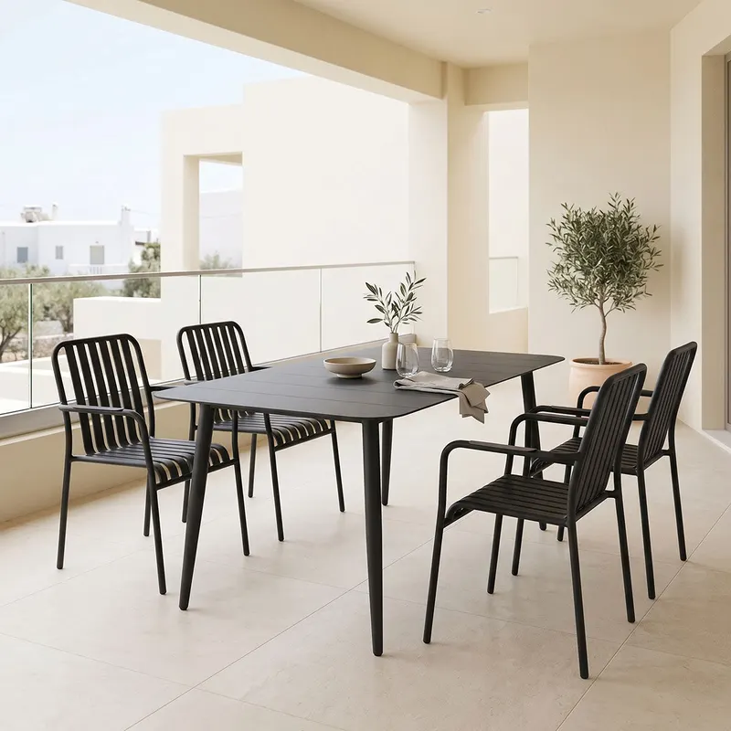 Set de sufragerie exterior Heven Vista, 5 piese, 150x80x72 cm - Negru