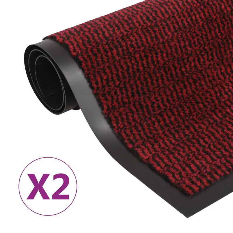 covoare usa anti-praf, 2 buc., rosu, 90x150 cm, dreptunghiular