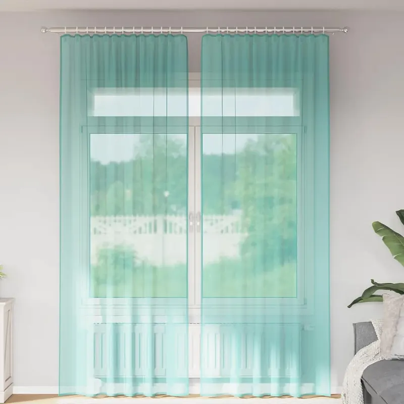 perdele voile cu bucle 2 buc turcoaz 140x260 cm