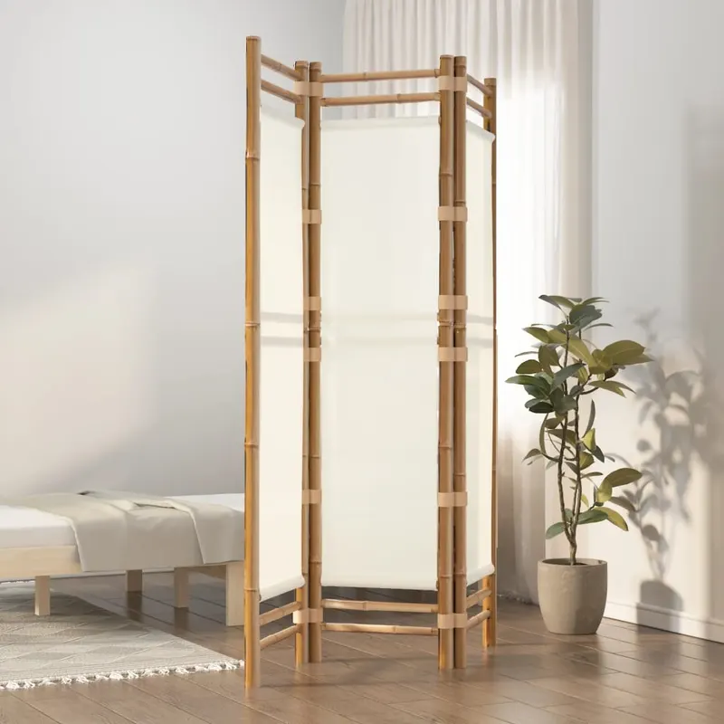 separator de camera pliabil cu 3 panouri 120 cm bambus si panza