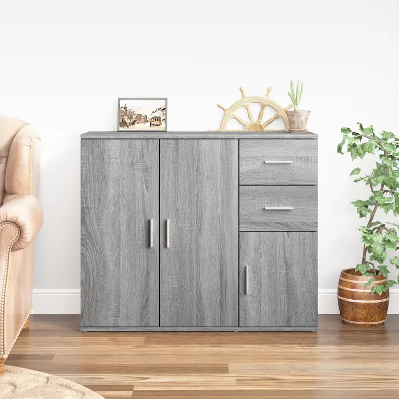 servanta, sonoma gri, 91x29,5x75 cm, lemn prelucrat