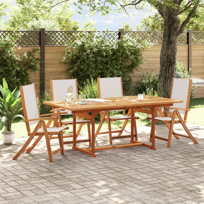 set mobilier de gradina, 5 piese, lemn masiv acacia/textilena