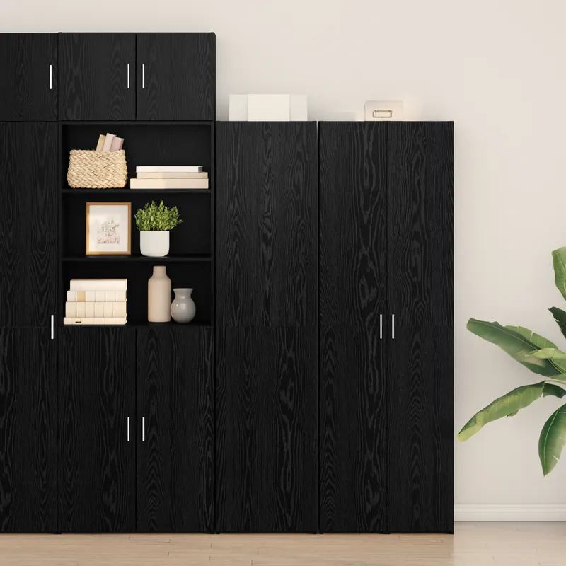 bufet din stejar negru 45x42.5x185 cm lemn prelucrat