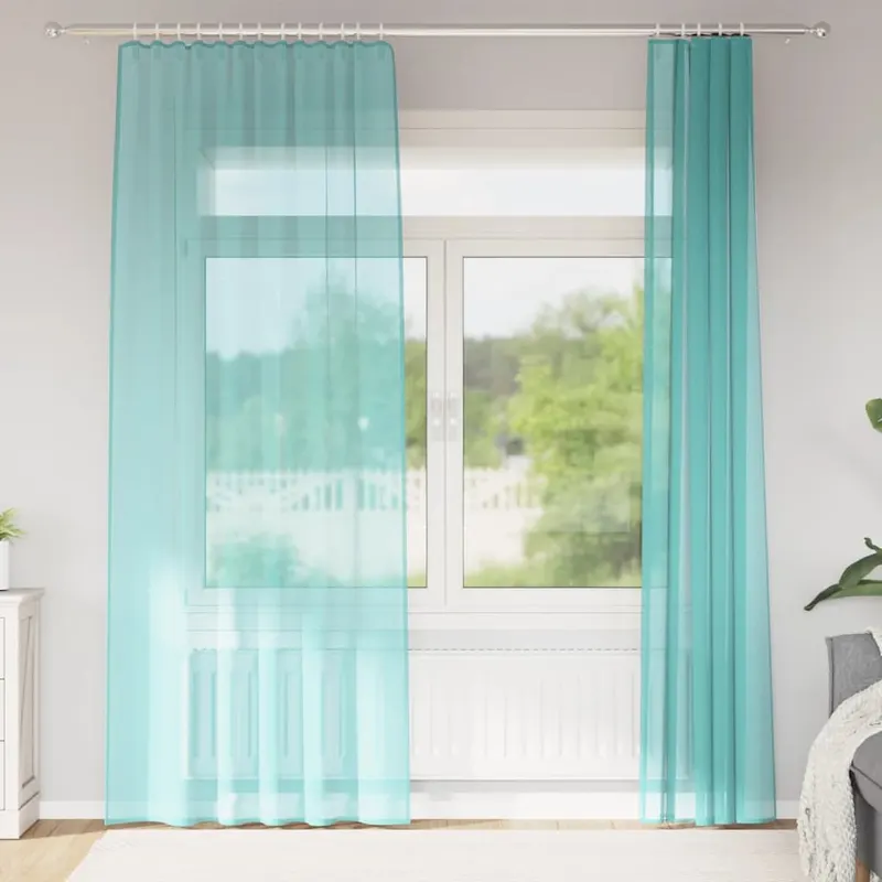 perdele voile cu bucle 2 buc turcoaz 140x225 cm