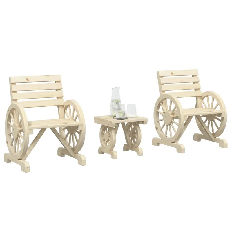 set mobilier de gradina, 3 piese, lemn masiv de brad