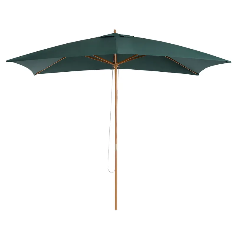 Outsunny Umbrelă din Lemn pentru Grădină, Verde, 2X3M, Design Elegant, Rezistentă la Intemperii