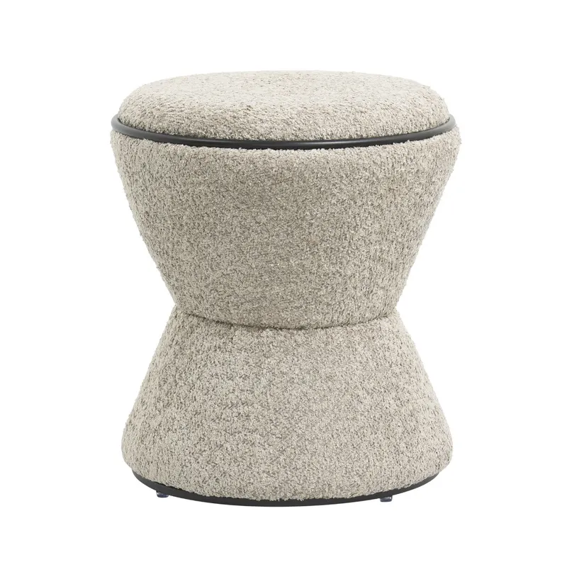 Taburet AGLAVO BOUCLE BLACK ROUND Ø38 CM - Beige