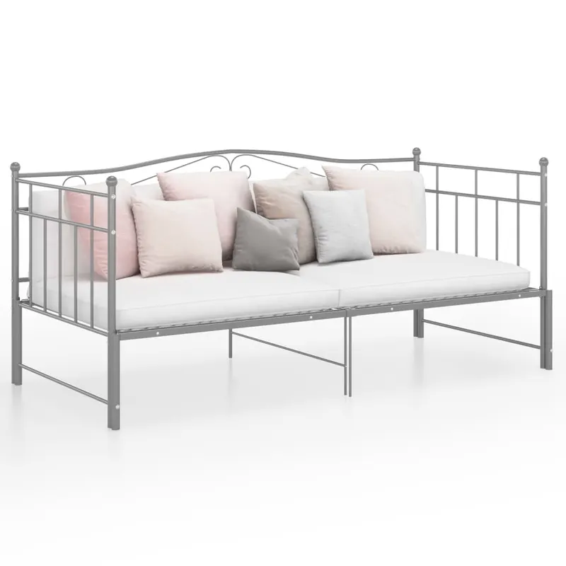 Cadru pat canapea extensibila, gri, 90x200 cm, metal