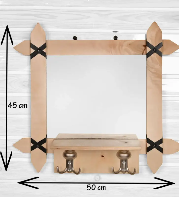 Oglinda cu agatatori Venetia natur 47 X 52 X 14, lemn stratificat