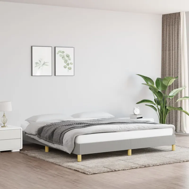cadru de pat fara saltea, gri deschis, 180x200 cm, textil