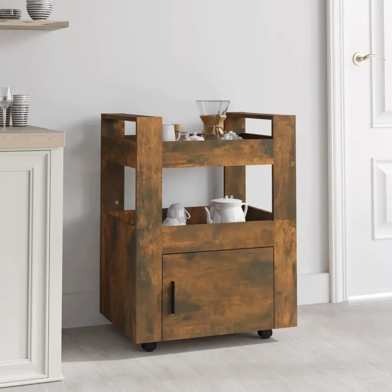 carucior de bucatarie stejar fumuriu 60x45x80 cm lemn prelucrat