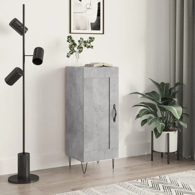servanta, gri beton, 34,5x34x90 cm, lemn compozit