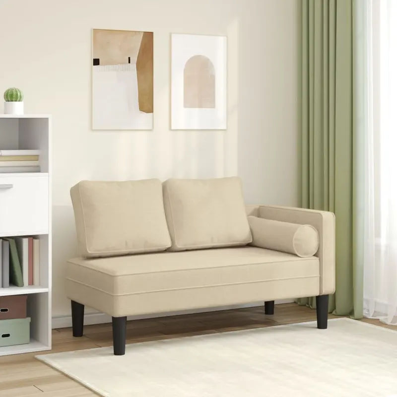 sezlong cu perne, crem, material textil