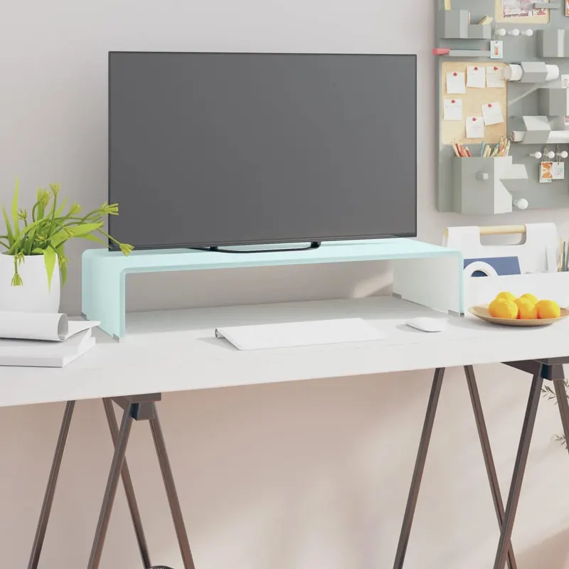 stativ tv/suport monitor, sticla, verde, 70 x 30 x 13 cm