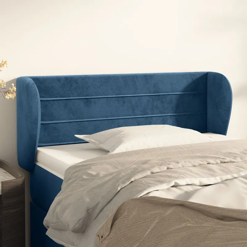 tablie pat cu aripioare albastru inchis 93x23x78/88 cm textil