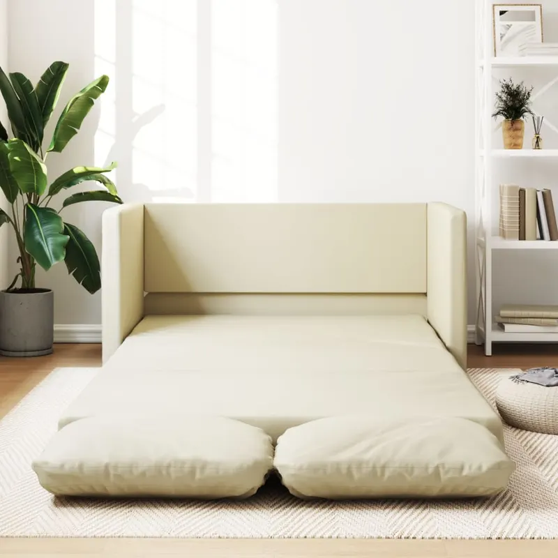 canapea extensibila 2 in 1, crem, 112x174x55cm, piele ecologica