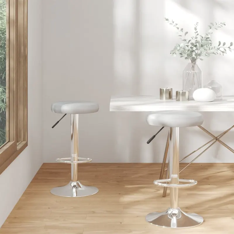 scaune de bar, 2 buc., gri, piele ecologica