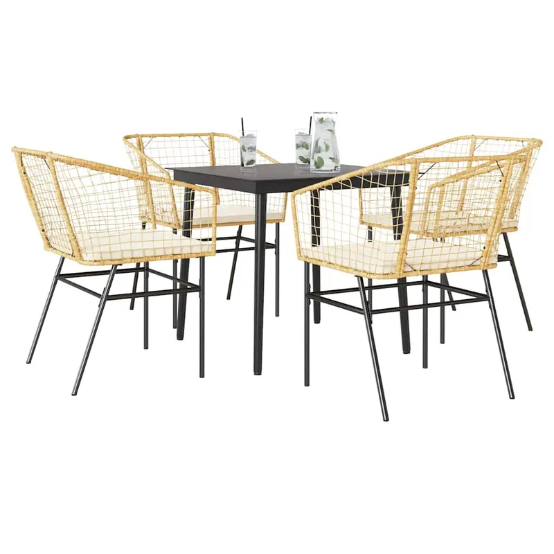 set mobilier de gradina cu perne 5 piese maro sticla polirattan