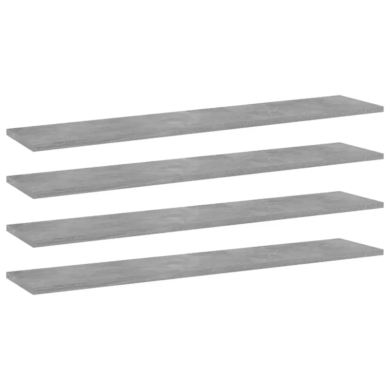 placi biblioteca, gri beton, 4 buc, 100 x 20 x 1,5 cm, pal