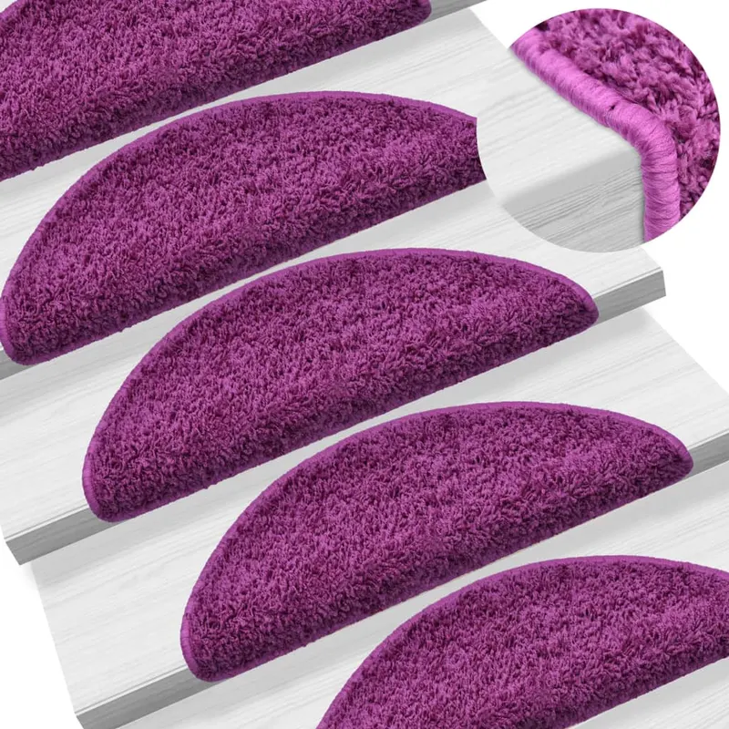covorase pentru trepte scara, 15 buc., violet, 65 x 21 x 4 cm