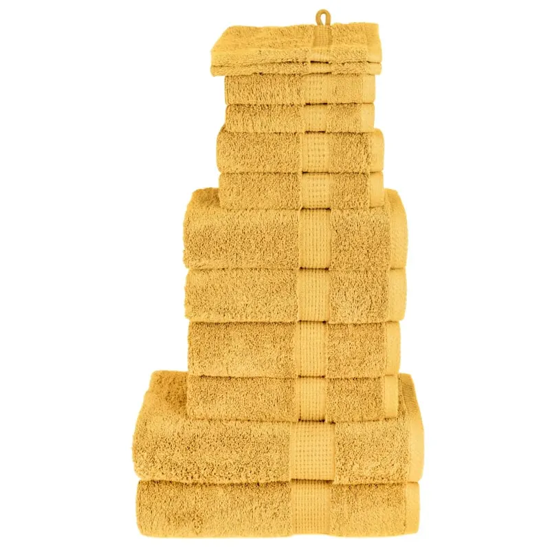 Set de prosoape premium solund, 12 piese, auriu, 600 g/m2