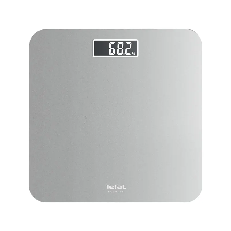 Cantar de baie Tefal Premiss PP1801V0, 160 kg, gradatii la 100 g, 30 x 30 cm, sticla, baterii incluse, argintiu