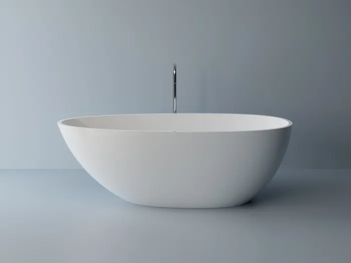 Cada freestanding ovala, compozit alb lucios, 168x82x55 cm, Artemis