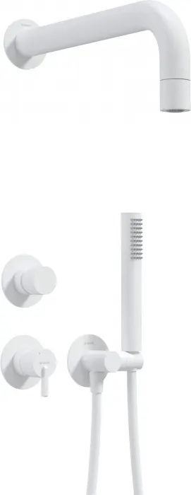 Set de dus incastrat, cu palarie, para de dus si baterie, alb, Deante Silia