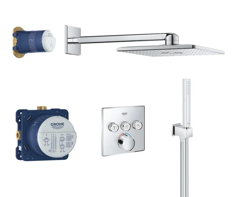 Sistem de dus Grohe 34712000, 310 mm, 1 bar, 66 mm, 1.5 m, 430 mm, 2 functii palarie dus, 1 functii para dus, Crom
