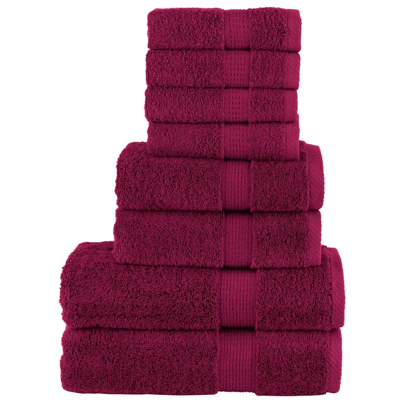 Set de prosoape premium solund, 8 piese, bordo, 600 g/m2