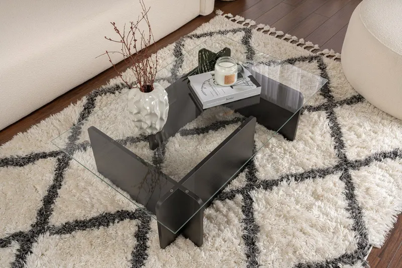Măsuță de cafea Flavio - Wooden Black, Wood black, 105x65x30 cm - Negru
