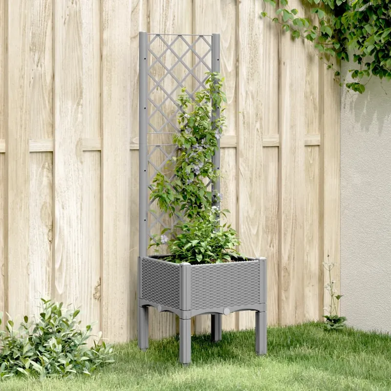 jardiniera de gradina cu spalier, gri deschis, 40x40x142 cm, pp