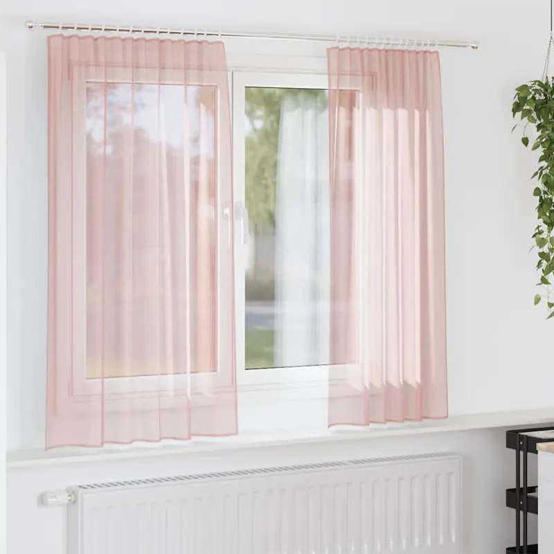 perdele voile cu bucle 2 buc roz 140x140 cm