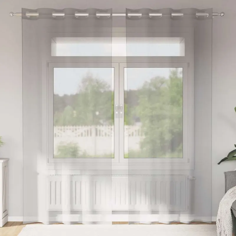 perdele voile cu oelii 2 buc gri deschis 140x225 cm