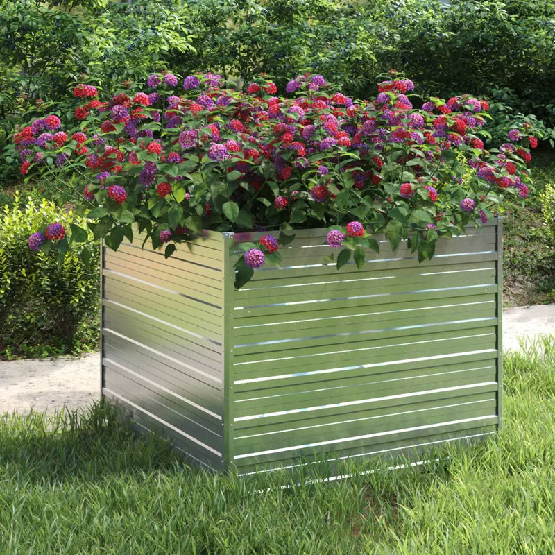 strat inaltat de gradina argintiu 100x100x77cm otel galvanizat