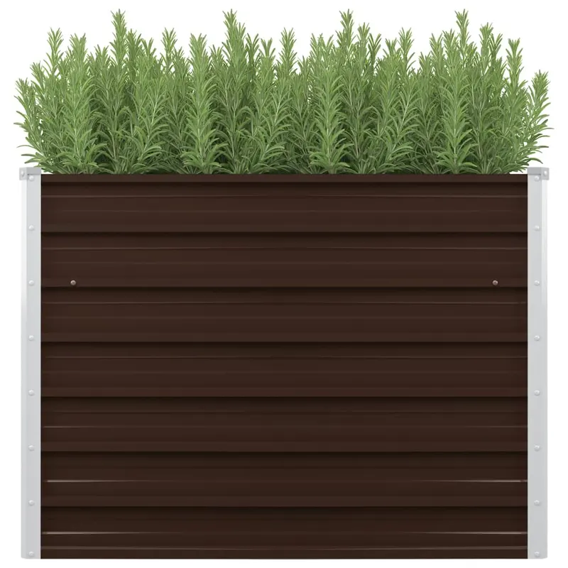 strat inaltat de gradina, maro, 100x40x77 cm, otel galvanizat