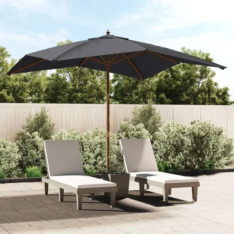 umbrela de gradina stalp din lemn, negru, 300x300x273 cm